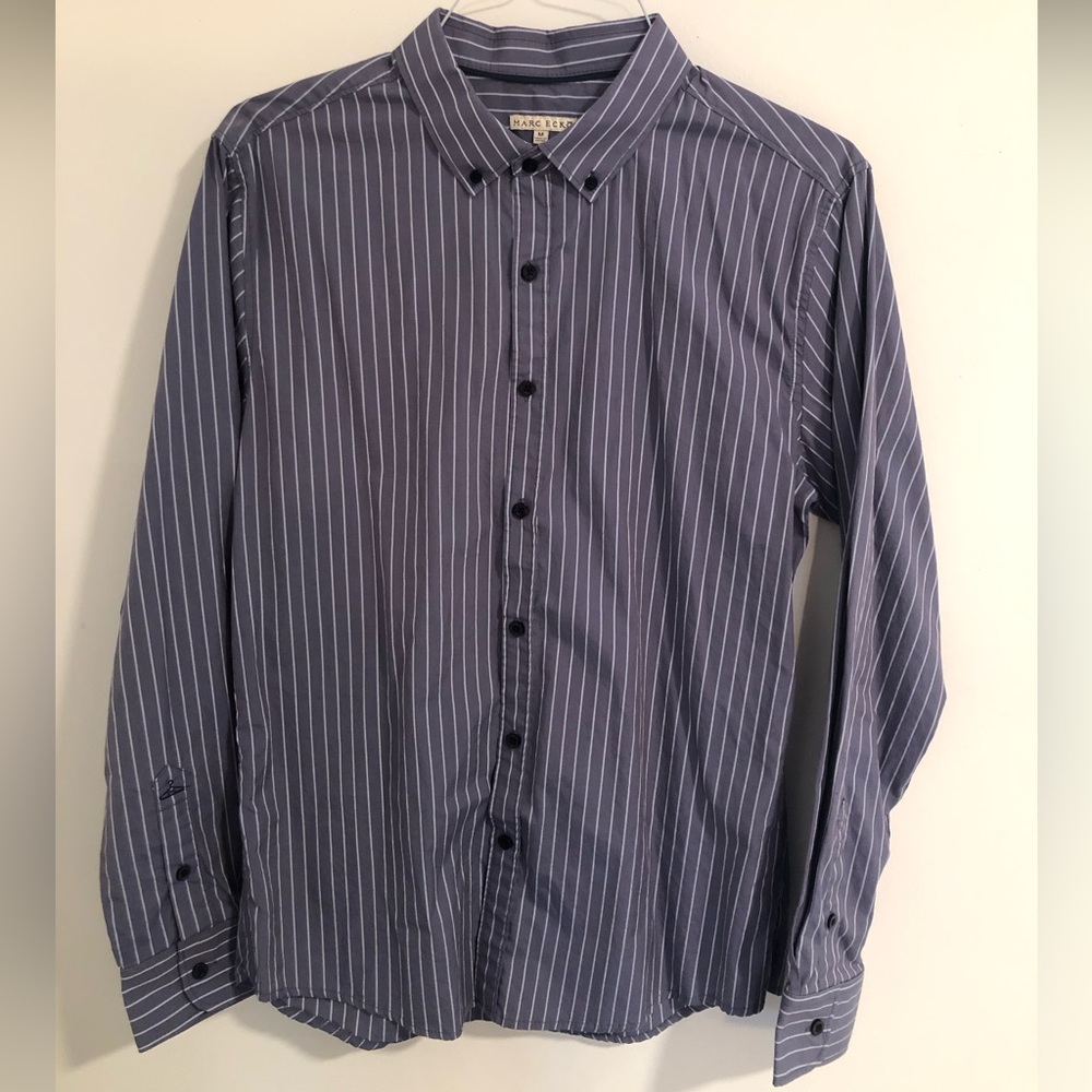 Marc Ecko Pinstripe Charcoal Button Down Shirt - size Medium